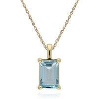 Classic Baguette Blue Topaz Claw Set Pendant in 9ct Yellow Gold