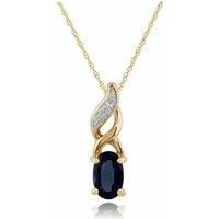 Classic Oval Sapphire & Diamond Pendant in 9ct Yellow Gold