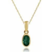 Classic Oval Emerald Pendant in 9ct Yellow Gold