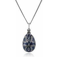 Art Nouveau Style Pear Blue Topaz EggÂ Pendant