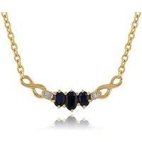 Infinity Sapphire & Diamond Necklace in 9ct Yellow Gold