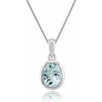 Classic Oval Aquamarine Pendant in 9ct White Gold