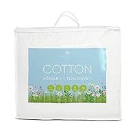Lancashire Textiles 1 Tog Pure Cotton Summer Duvet - Hypoallergenic Lightweight Breathable for Hot Sleepers, Single, 135 X 200 Cm 100% Cotton, Allergy-Friendly Bedding