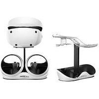 Maxx Tech VR Charging Stand – fast charger for 2 x PS5 PSVR2 controllers and stand for PSVR2 headset, drop & charge with USB-C magnetic charging adaptors, 8 LED lighting modes, LED indicator lighting