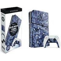 Maxx Tech Faceplates Kit for PS5 Slim - Blue Wave Camo (5pcs) + Controller faceplate + 2 Thumb Grips