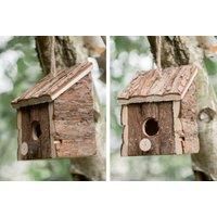 garden mile Natural Bird Box Houses Hotel - Traditional Wooden Bird Hut Hanging Wild Bird House Bird Nesting Boxes for Garden Log Cabin Outdoor, Tree, Balcony and Garden Decorations