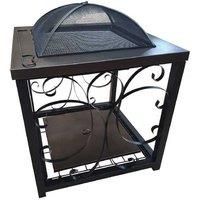 Outdoor BBQ Fire Pit Basket Brazier Barbeque Grill Log Burner Portable Table Top