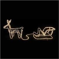 Garden Mile Reindeer and Sleigh Silhouette Rope Light - Pre-Lit Waterproof Large Waving Multicolour LED Lights - Indoor or Outdoor Festive Lighting Christmas Decorations for Window, Garden, Home Decor