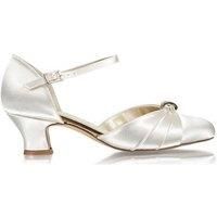 Satin 'Avalyn' Mid Vintage Block Heel Wide Fit Court Shoes