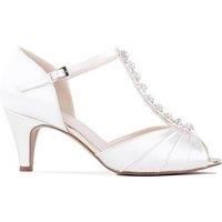 Dyeable Satin 'Beccy' Extra Wide Fit Mid Heel T-Bar Sandals