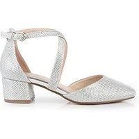 Glitter 'Francis' Mid Block Heel Wide Fit Court Shoes