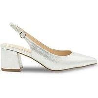 Paradox London Flynn Shimmer Wide Fit Shoe Heel - Silver