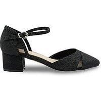 Paradox London Frankie Glitter Wide Fit Shoe Heel - Black