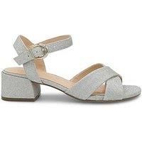 Paradox London Neala Wide Fit Glitter Heeled Sandal - Silver