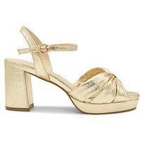 Paradox London Nerita Metallic Wide Fit Heel Sandal - Gold
