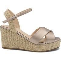 Wide Fit Faux Leather 'Yona' Wedge Espadrille Sandals