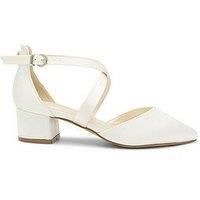 Wide Fit Dyeable Satin 'Blanche' Mid Block Heel Court Shoes