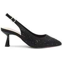 Shimmer 'Fiora' Wide Fit Mid Kitten Heel Slingback Shoe