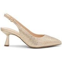 Shimmer 'Fiora' Wide Fit Mid Kitten Heel Slingback Shoe