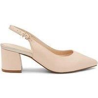 Wide Fit Shimmer 'Flynn' Mid Block Heel Sling Back Court Shoe