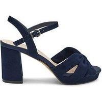 Paradox London Nerita Wide Fit Suede Heeled Sandal - Navy