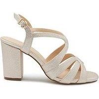 Paradox London Women's 'Natalia' Glitter Block Heel Sandal in Nude | Size: 3