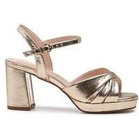 Paradox London Women's 'Navarra' Wide Fit Platform High Heel Sandals in Metallic Gold | Size: 8E