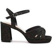 Paradox London Women's 'Navarra' Wide Fit Platform High Heel Sandals in Black | Size: 3E