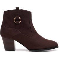 Paradox London Women's 'Bexley' Micro Suede Mid Block Heel Ankle Boot in Dark Brown | Size: 8E