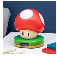 Paladone Super Mushroom Digital Alarm Clock with Power Up Sound, Officially Licensed Nintendo Merchandise