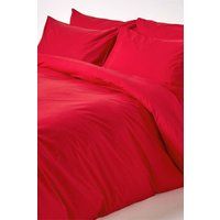 HOMESCAPES Red Pure Egyptian Cotton Duvet Cover Set Double 200 TC 400 Thread Count Equivalent 2 Pillowcases Included Quilt Cover Bedding Set