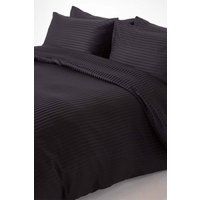 HOMESCAPES Black Pure Egyptian Cotton Duvet Cover Set King 330 TC 500 Thread Count Equivalent Satin Stripe Quilt Cover 2 Pillowcases Included Bedding Set