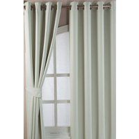 HOMESCAPES Cream Eyelet Ring Top Blackout Thermal Curtain Pair Width 117cm (46") x 137cm (54") Drop Herringbone Chevron Textured Retro Geometric Design. FREE SWATCHES.