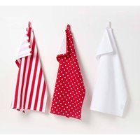 Cotton Pack of 3 Tea Towels Kitchen Linen Cleaning Cloths Check Stripe Plain