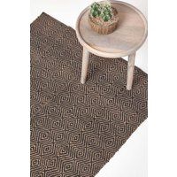 Geometric Jute Rug, Multicolour Striped, Black, Red, Blue
