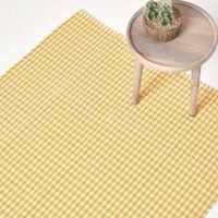 Washable Cotton Gingham Rugs Pink Blue Beige Green Orange  Carpet Kids Bath Mats