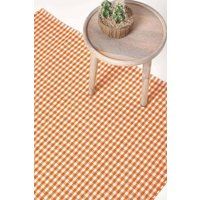 Cotton Gingham Check Rug Hand Woven