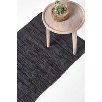 Denver Leather Woven Rugs Black and Chocolate, Modern, Rectangle