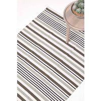 100% Cotton Scandinavian Striped Rug Blue Navy Aqua Black Grey Floor Runners Mat