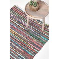 Handmade Indian Chindi Rag Rug 100% Recycled Cotton Large Small Woven Floor Mat
