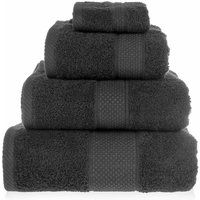 HOMESCAPES Black Turkish Cotton 4 Piece Towel Set Soft & Absorbent 500 GSM Heavyweight Face Cloth, Hand Towel, Bath Towel & Bath Sheet Towel Bale