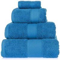 HOMESCAPES Cobalt Blue Turkish Cotton 4 Piece Towel Set Soft & Absorbent 500 GSM Heavyweight Face Cloth, Hand Towel, Bath Towel & Bath Sheet Towel Bale