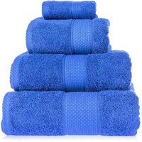 HOMESCAPES Blue Turkish Cotton 4 Piece Towel Set Soft & Absorbent 500 GSM Heavyweight Face Cloth, Hand Towel, Bath Towel & Bath Sheet Towel Bale