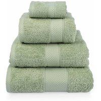 HOMESCAPES Sage Green Turkish Cotton 4 Piece Towel Set Soft & Absorbent 500 GSM Heavyweight Face Cloth, Hand Towel, Bath Towel & Bath Sheet Towel Bale