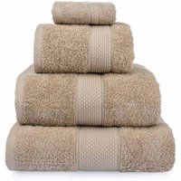 HOMESCAPES Stone Turkish Cotton 4 Piece Towel Set Soft & Absorbent 500 GSM Heavyweight Face Cloth, Hand Towel, Bath Towel & Bath Sheet Towel Bale