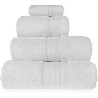 HOMESCAPES White Turkish Cotton 4 Piece Towel Set Soft & Absorbent 500 GSM Heavyweight Face Cloth, Hand Towel, Bath Towel & Bath Sheet Towel Bale