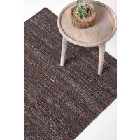 HOMESCAPES Leather Rug Denver Brown 120x180 cm. Recycled Eco Friendly 100% real leather rug, multi purpose rug