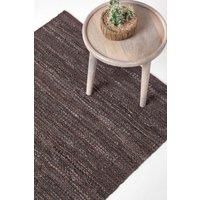 Denver Leather Woven Rugs Black and Chocolate, Modern, Rectangle