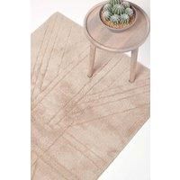 HOMESCAPES 100% Cotton Washable Tufted Rug Union Jack Plain Embossed Mat Mink Beige - 50 x 80 cm Bath Mat or Interior Rug
