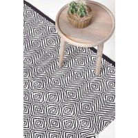 Black and White Diamond, Striped Pattern Groove and Trance Cotton Chindi Rug